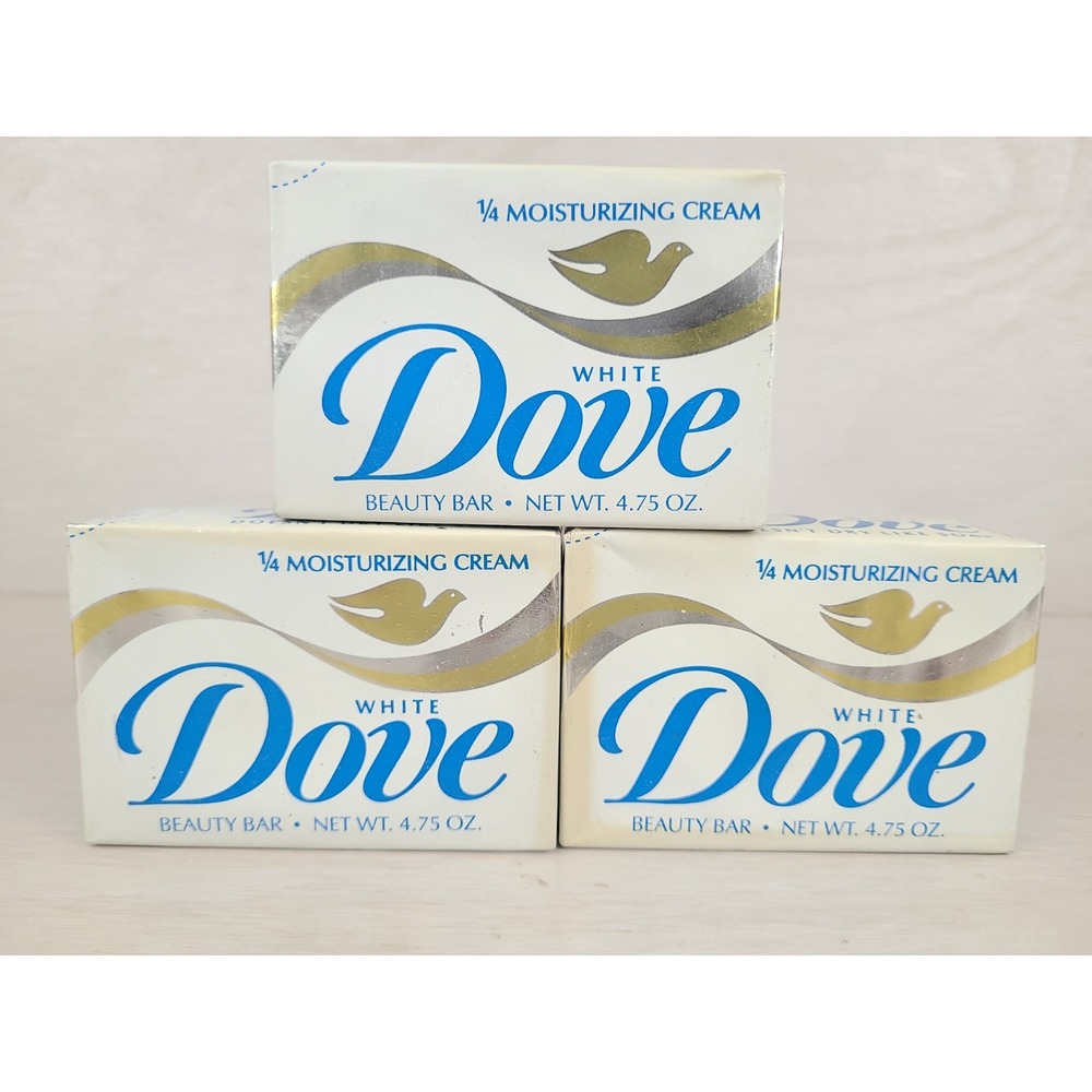 Vintage Dove Soap Bath Bar White 1/4 Moisturizing Cream 3- 4.75oz‎ New Old Stock